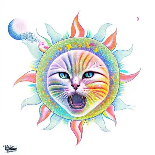 Sun Cat With A Human Body That Has Stars Covering Its Private Areas