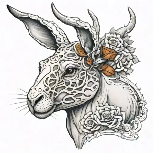 Gattig Rabbit With Cow Horn Skull