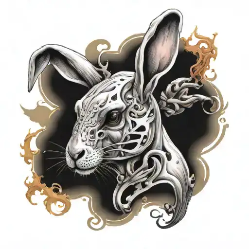 Rabbit With Cow Horn Skull