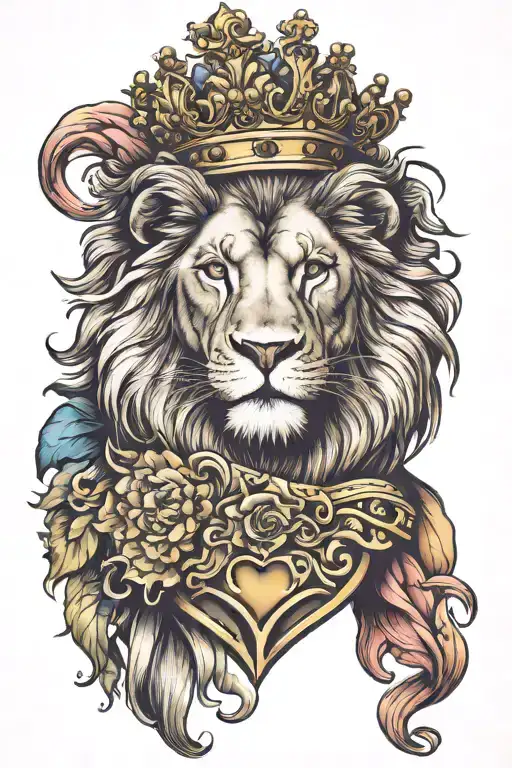 Heart With Lion Wearing A Crown