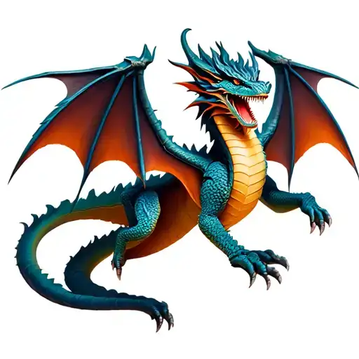 Dragon With Wings Spread Seen From Front View