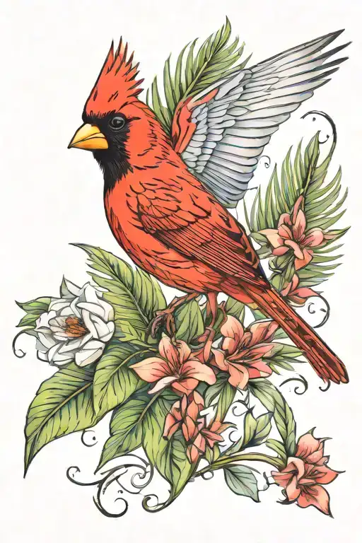 Tropical Cardinal Flying