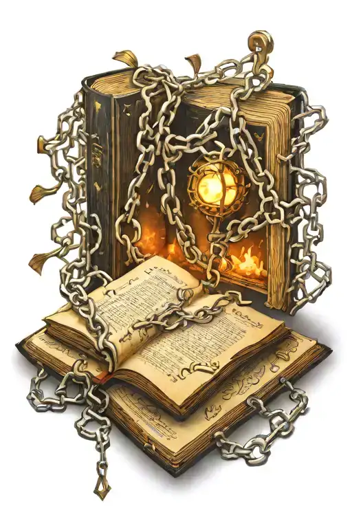 Open Book With Chains Around It Luminous Points