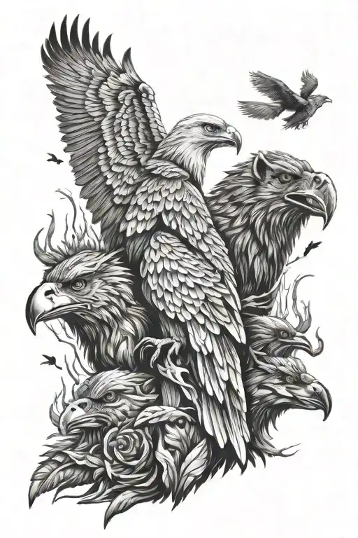 Woolf Eagle Bear Elk Totem Pole