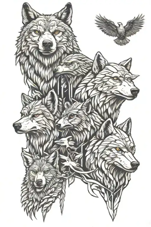 Wolf Eagle Bear Elk Totem Pole