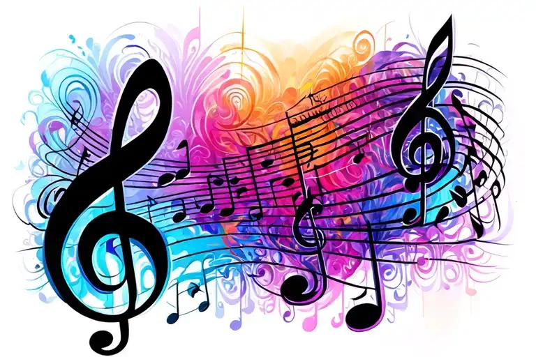 Music Notes Forming Intricate Patterns