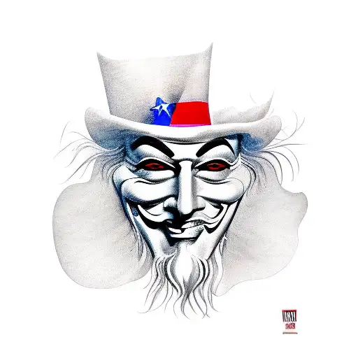 Uncle Sam Wearing A Guy Fawkes Mask