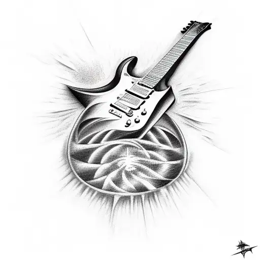 A Sketch-style Tattoo Of A Distorted Electric Guitar