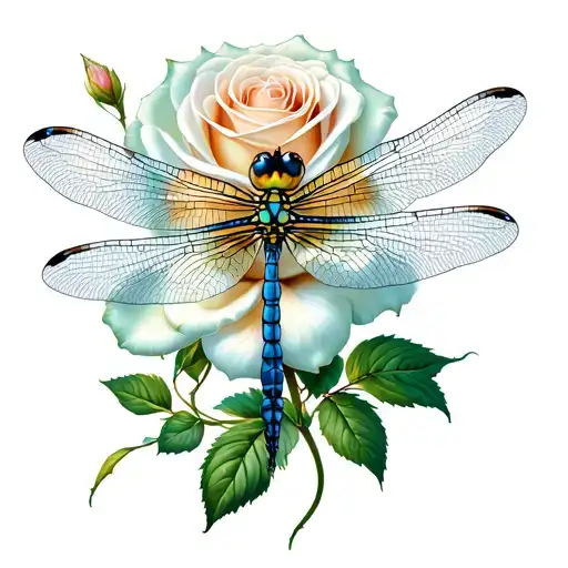Dragonfly White Rose