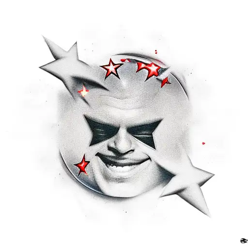 Red Star With A Crying And Laughing Mask