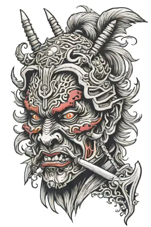 Samurai Zombie Head Tattoo Design Inspired