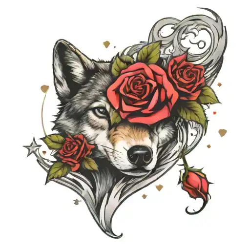 Stars Roses And Wolf Face