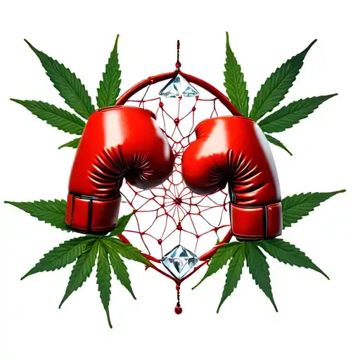 Weed Dream Catcher Red Entangled Diamond With Boxing Gloves W Coco Bunk Printed