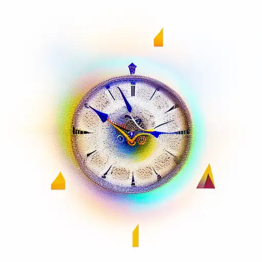 Desert Night Scape And Winding Clock