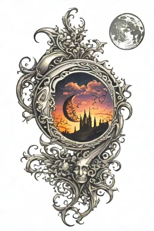 Gothic Crescent Moon Shining