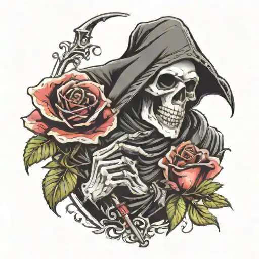 Gothic Reaper Holding A Rose