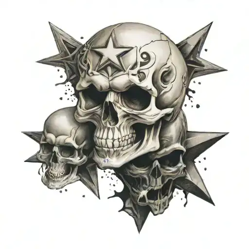 Skull With One Black Eye Socket And A Fancy Star In The Other Eye Socket