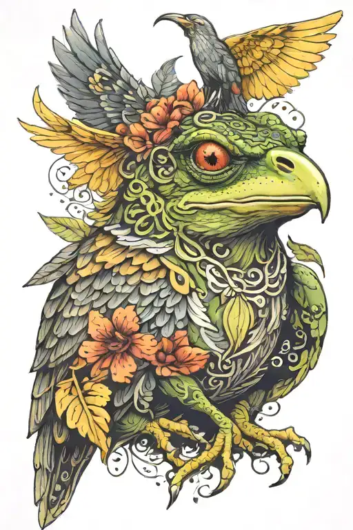 Totem Wolf Frog Crow With Wings