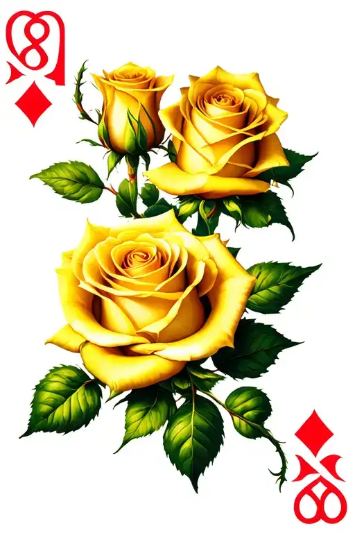 Euchre Hand Folded Flag Yellow Rose