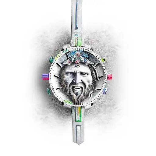 Vikingo Con Reloj Del Tiempo Y La Cara De Jesus