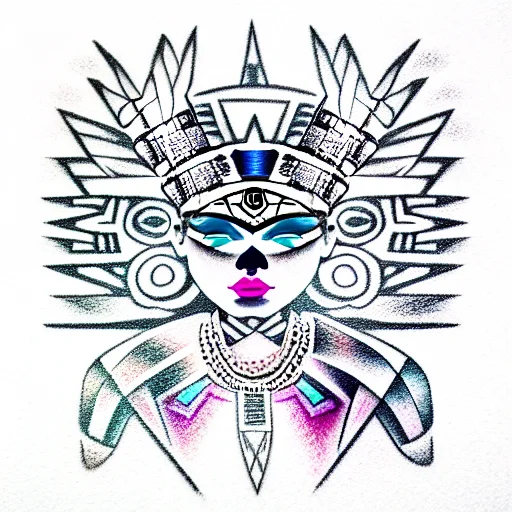 Beautiful Aztec Warrior Princess Wearing Ion On Her Head
