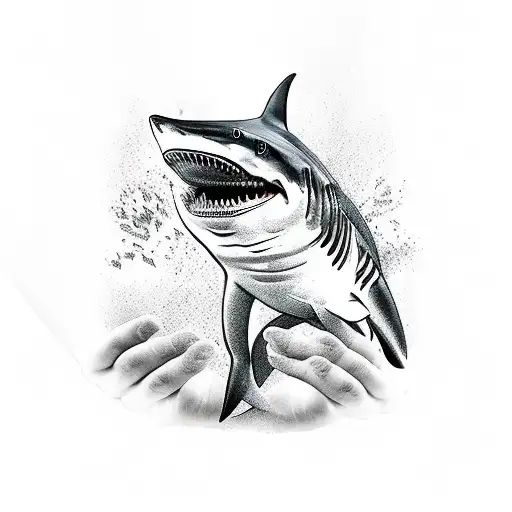 Woman Holding A Shark In His Hand