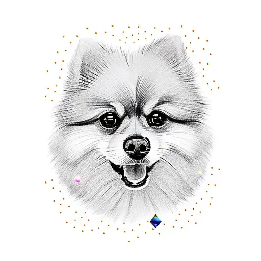 Pomeranian With Crystals And A Gun