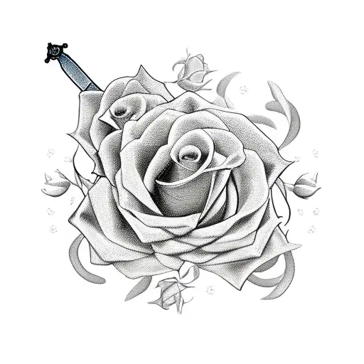 Sword With Roses Intertwined