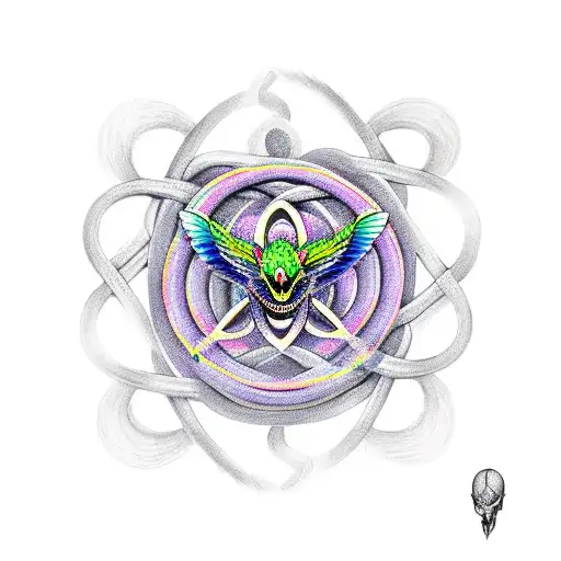 A Mystical Symbol Intertwined With A Cobra And Flowers