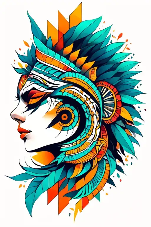 Tribal With Geometric Patterns In The Background