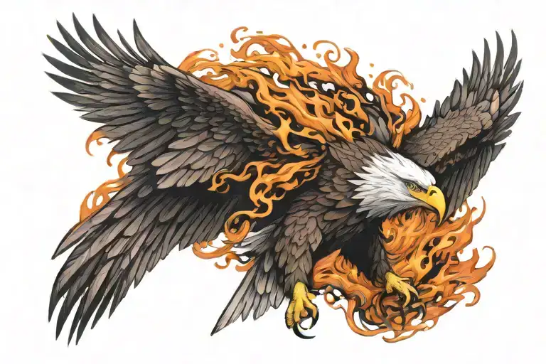 Eagle With Flames Coming