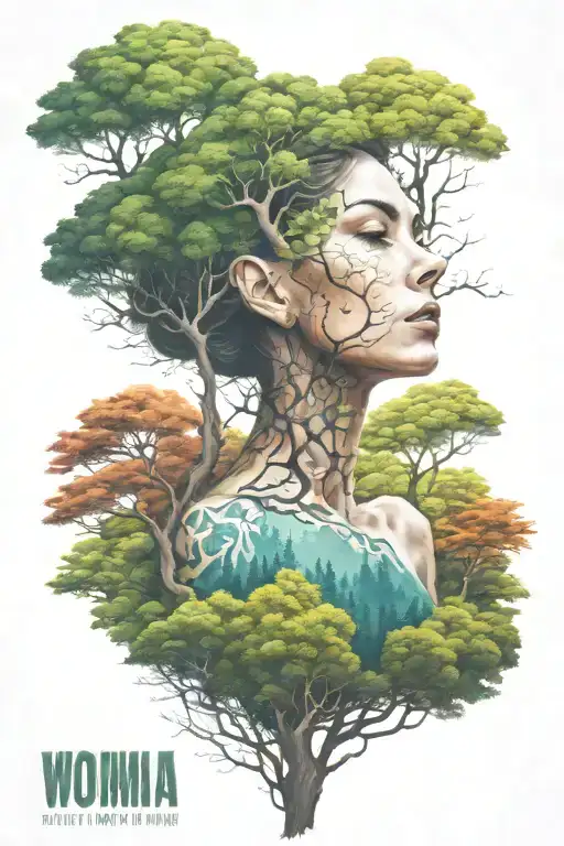 Woman In Nature Like Trees