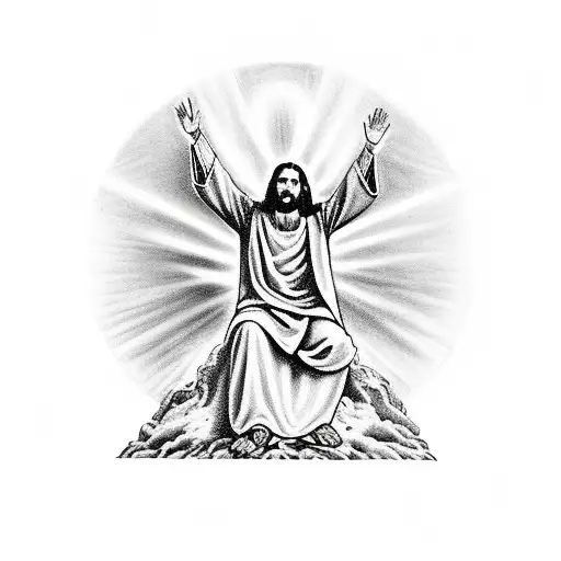 Jesus In Heaven Sitting Over Satan In Hell With The Sigil Of Lucifer On The Bottom