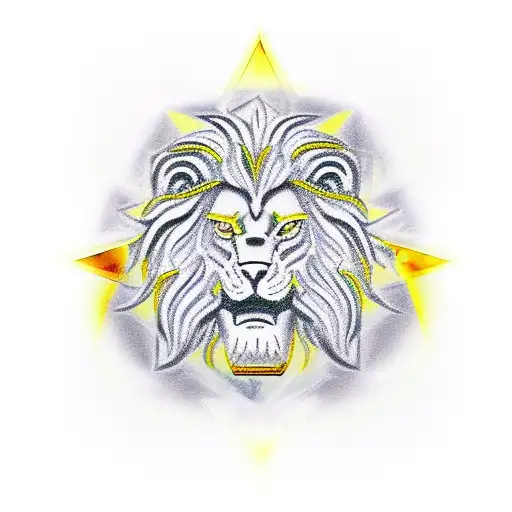 Golden Lion And Choku Rei Symbol In A Tarot Card