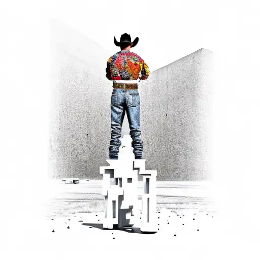 Cowboy Standing At The Edge Of A Modern City