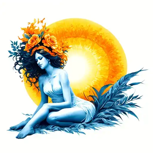 Majestic Sun As A Woman Sitting