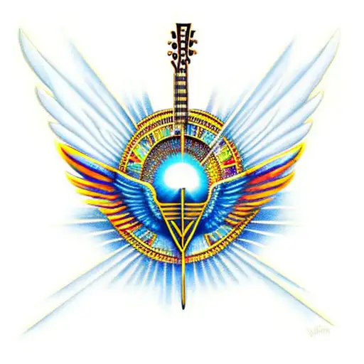 Flying V Guitar Egyptian Wings Eye Of Horus