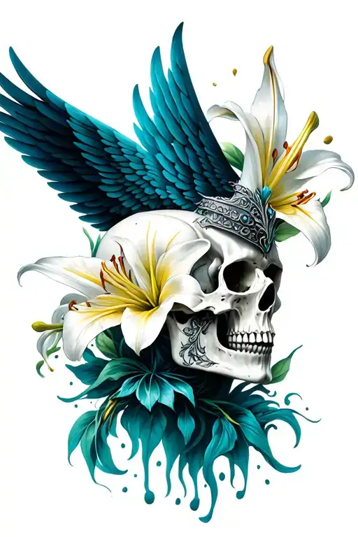 Wings Valkyrie Skull Lily