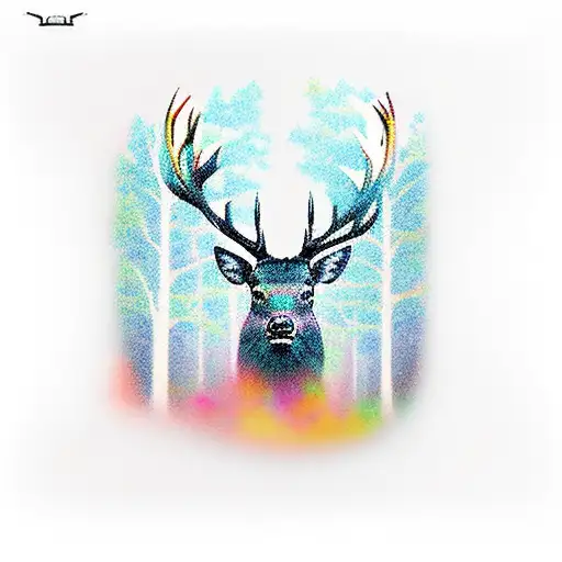 Stag In Misty Forest For Upper Arm