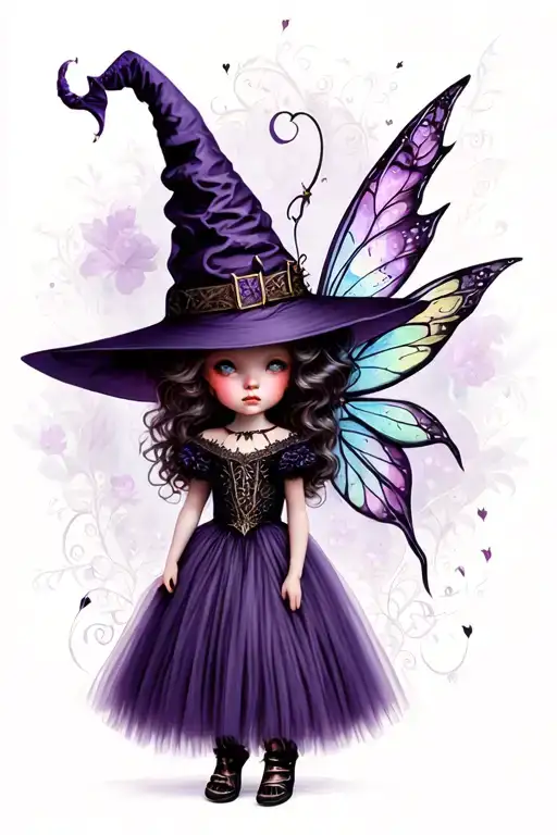 Cute Elegant Little Gothic Witch Fae Fairy