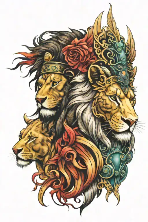 Lion And Spartan Warrior