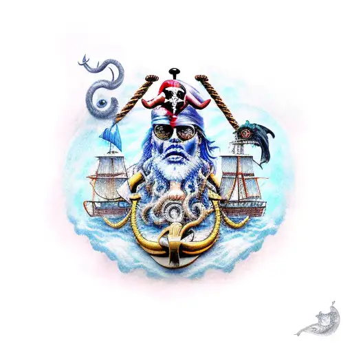 Poseidon With Pirate Ship
