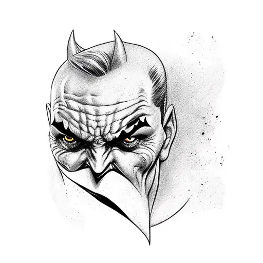 Joker Frowning With Batmans Cowl On
