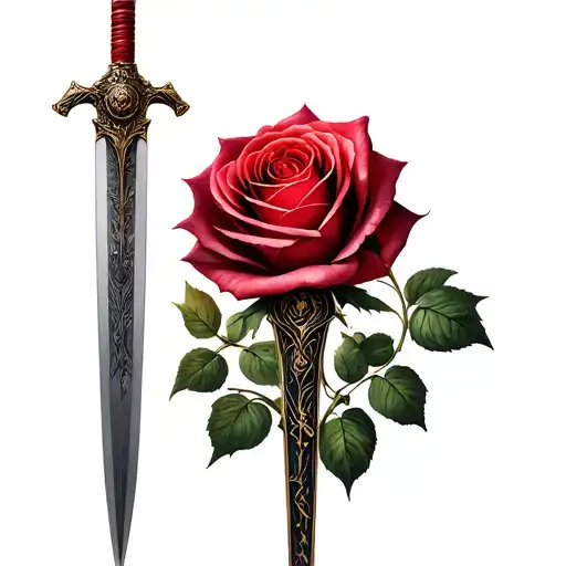Claymore Sword Through Rose