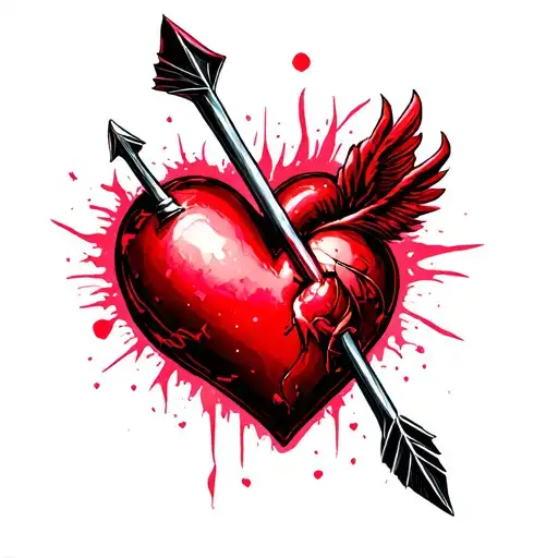 Toilet Plunger Arrow Piercing A Flying Heart