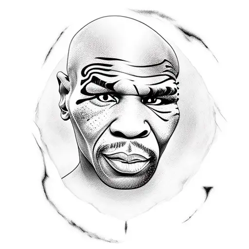 Mike Tyson Portrait Tattoo Heavily Detailed White Background