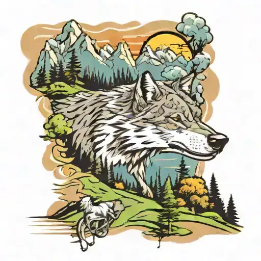 Wolf And Mountin And Roud And Golf Mk2 Speeding