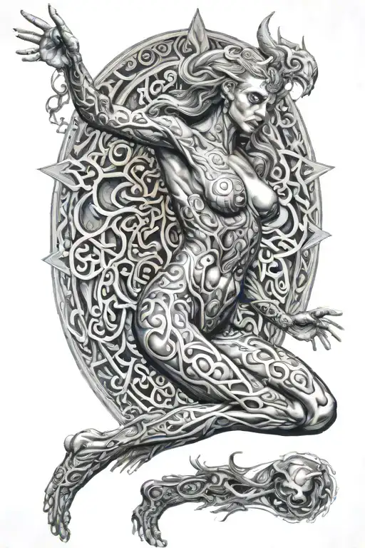 Alex Grey Tattoo Featuring Demonic Nude Goddess Full Body