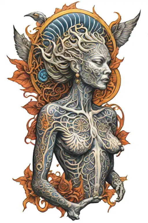 Alex Grey Tattoo Featuring Darkly Alluring Nude Goddess Full Body