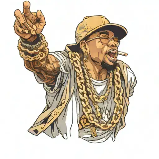 Hip Hop Guy With Gold Chain Rapping